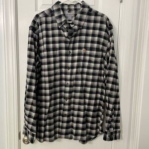 Carhartt Men’s Black & White Plaid Flannel Shirt – XL Relaxed Fit